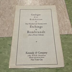 1929 Art Catalog book Rembrandt An Exhibition of Etchings 5th Ave. NYC Private